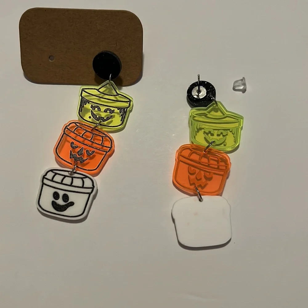 Halloween Pail Dangle Earrings